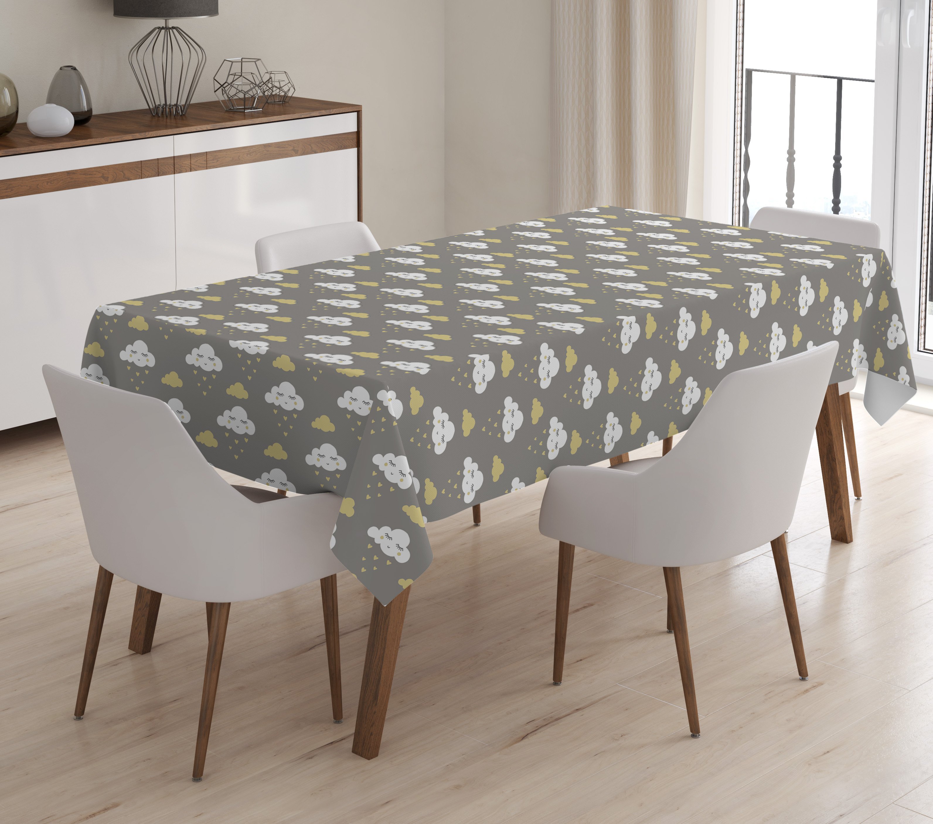 Modern Bulut Desenli Dijital Baskılı 3D Masa Örtüsü Toptan Masa Örtüsü