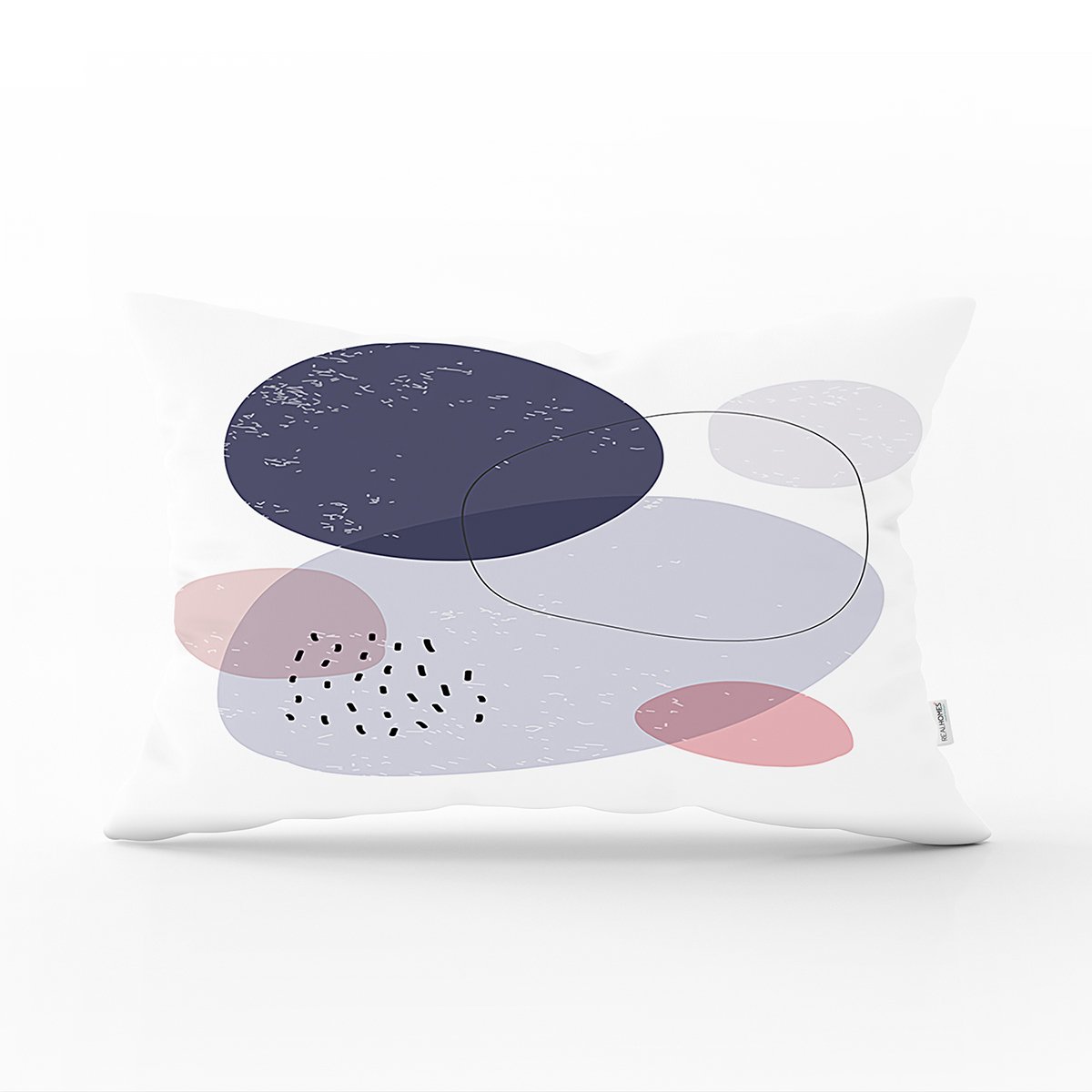 Beyaz Zeminde Renkli Oval Desenli Dijital Baskılı Modern